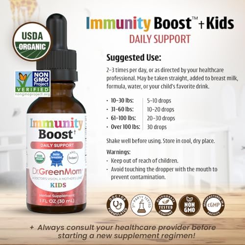Dr. Green Mom Refuerzo Inmunológico - Suplemento Herbal para Bebés, Niños y Niñas - Gotas Líquidas con Equinácea Orgánica, Saúco, Astrágalo y - imagen 5