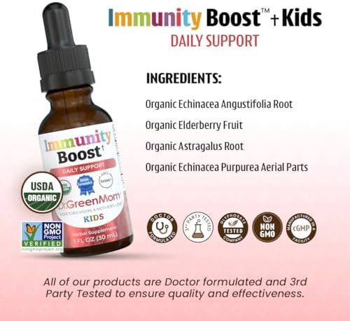 Dr. Green Mom Refuerzo Inmunológico - Suplemento Herbal para Bebés, Niños y Niñas - Gotas Líquidas con Equinácea Orgánica, Saúco, Astrágalo y - imagen 7