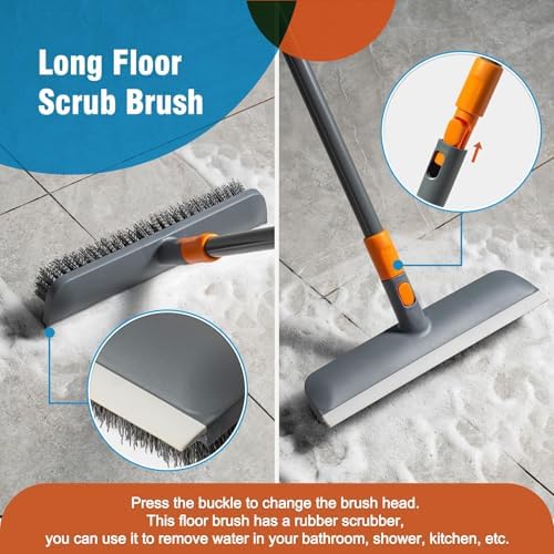 Cepillo de Fregar CLEANHOME para Piso y Azulejos con 4 Cabezas de Limpieza, Cepillo para Ducha con Mango Extensible de 56”, Ideal para Cocina, Baño, - imagen 4