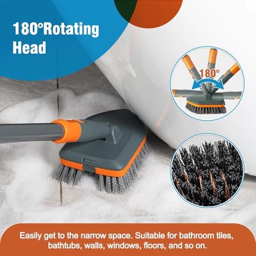 Cepillo de Fregar CLEANHOME para Piso y Azulejos con 4 Cabezas de Limpieza, Cepillo para Ducha con Mango Extensible de 56”, Ideal para Cocina, Baño, - imagen 5