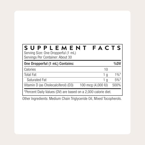 THORNE - Suplemento Líquido de Vitamina D3 Vegana con Dispensador - 4,000 IU - 1 Fl Oz - 30 Porciones - Apoya Huesos, Dientes, Músculos y Función - imagen 2