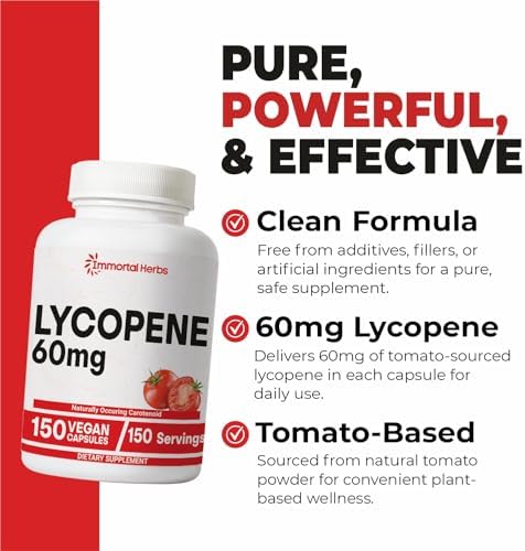 Suplemento de Licopeno Immortal Herbs para Hombres 60mg, 120 Cápsulas, Extracto Natural de Tomate, Suministro para 4 Meses, 100% Vegano, No GMO y - imagen 3