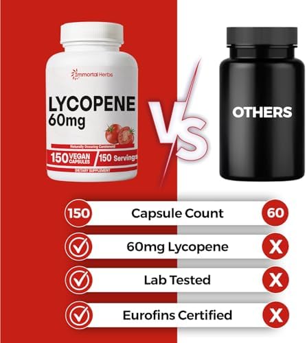 Suplemento de Licopeno Immortal Herbs para Hombres 60mg, 120 Cápsulas, Extracto Natural de Tomate, Suministro para 4 Meses, 100% Vegano, No GMO y - imagen 4