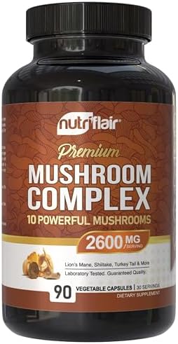 Suplemento de Hongos NutriFlair 2600mg, 90 Cápsulas - Mezcla de 10 Hongos - Reishi, Melena de León, Cordyceps, Chaga, Cola de Pavo, Maitake, - imagen 1
