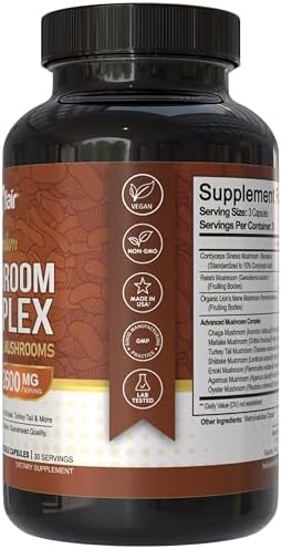 Suplemento de Hongos NutriFlair 2600mg, 90 Cápsulas - Mezcla de 10 Hongos - Reishi, Melena de León, Cordyceps, Chaga, Cola de Pavo, Maitake, - imagen 3