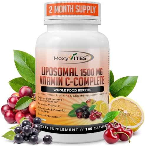 Cápsulas de Vitamina C Liposomal con Zinc - Vitamina C Orgánica de Saúco, Amla y Camu Camu - Alta Absorción, Antienvejecimiento, Soporte - imagen 1
