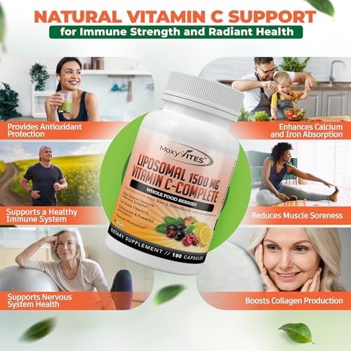 Cápsulas de Vitamina C Liposomal con Zinc - Vitamina C Orgánica de Saúco, Amla y Camu Camu - Alta Absorción, Antienvejecimiento, Soporte - imagen 3