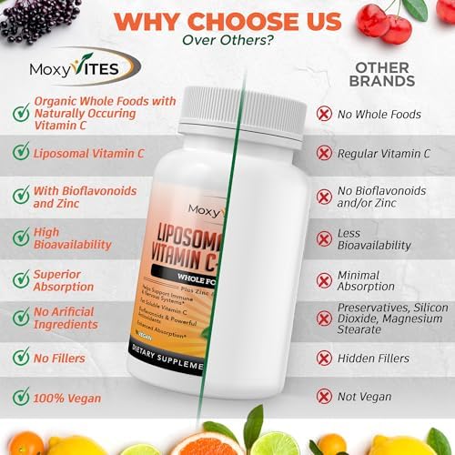 Cápsulas de Vitamina C Liposomal con Zinc - Vitamina C Orgánica de Saúco, Amla y Camu Camu - Alta Absorción, Antienvejecimiento, Soporte - imagen 4