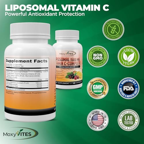Cápsulas de Vitamina C Liposomal con Zinc - Vitamina C Orgánica de Saúco, Amla y Camu Camu - Alta Absorción, Antienvejecimiento, Soporte - imagen 6
