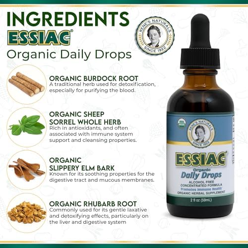 Té Essiac Original Orgánico USDA en Gotas Diarias para Drenaje Linfático y Soporte Inmunológico | Fórmula Concentrada Sin Alcohol | 2oz (59ml) - imagen 2