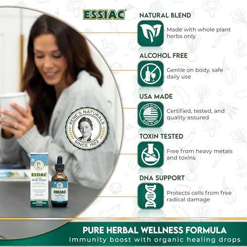 Té Essiac Original Orgánico USDA en Gotas Diarias para Drenaje Linfático y Soporte Inmunológico | Fórmula Concentrada Sin Alcohol | 2oz (59ml) - imagen 3