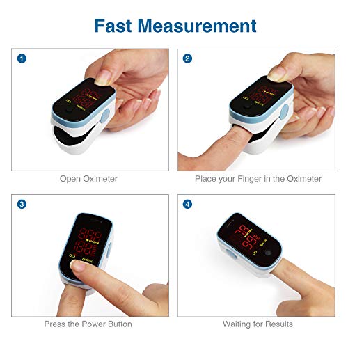 Oxímetro de Pulso CHOICEMMED - Monitor de Oxígeno en Sangre Azul con Baterías - Sensor de Saturación de O2 Portátil con Funda de Transporte - imagen 4