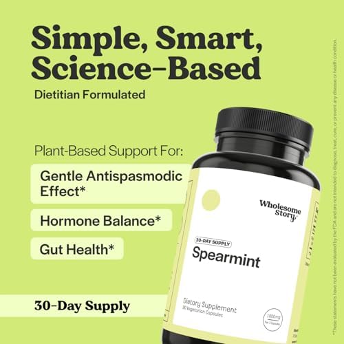 Suplemento de Cápsulas de Menta Orgánica Wholesome Story | 1000mg Hoja de Menta | 333.33mg por Cápsula | Apoya Hormonas, Digestión y Salud Intestinal - imagen 2