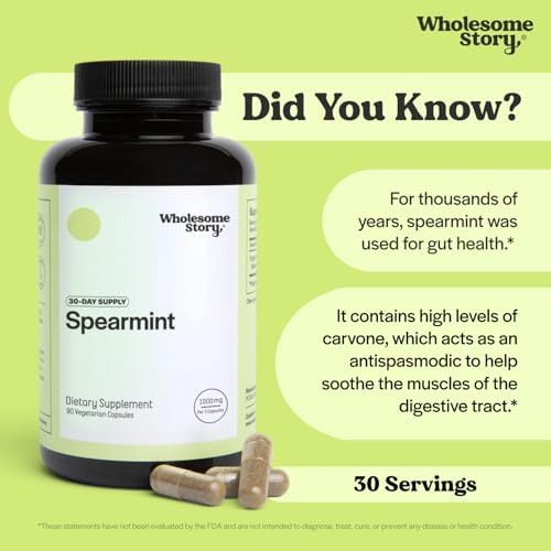 Suplemento de Cápsulas de Menta Orgánica Wholesome Story | 1000mg Hoja de Menta | 333.33mg por Cápsula | Apoya Hormonas, Digestión y Salud Intestinal - imagen 4