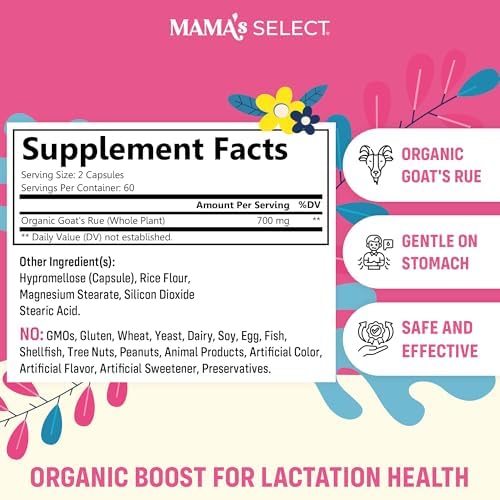 Cápsulas Orgánicas de Rue de Cabra de Mama's Select para Aumento de Leche Materna – Suplemento Vegano, Sin Gluten y No Transgénico – Apoyo Seguro y - imagen 2