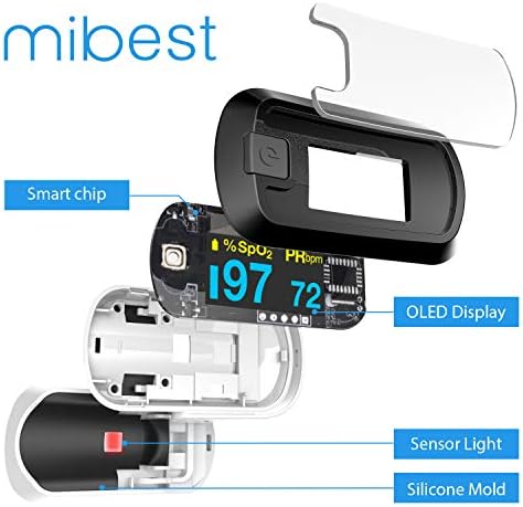 Oxímetro de Pulso OLED Mibest, Medidor de O2, Doble Color Blanco/Negro - imagen 7