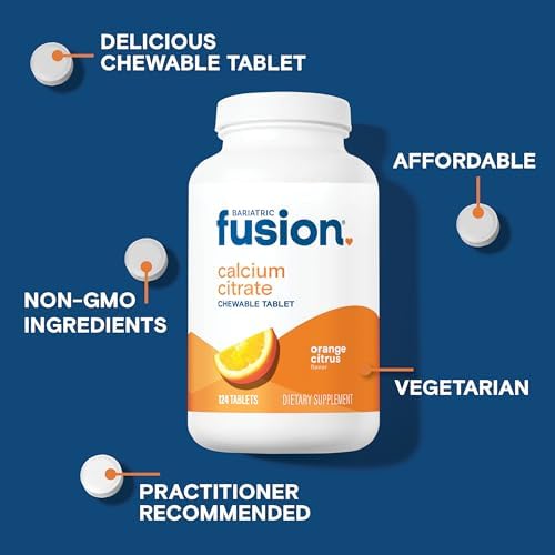 Tabletas Masticables de Citrato de Calcio Bariatric Fusion | Sabor Naranja Cítrico | Soporte para la Salud Ósea* | Sin Gluten, Lácteos ni Soja | No - imagen 3