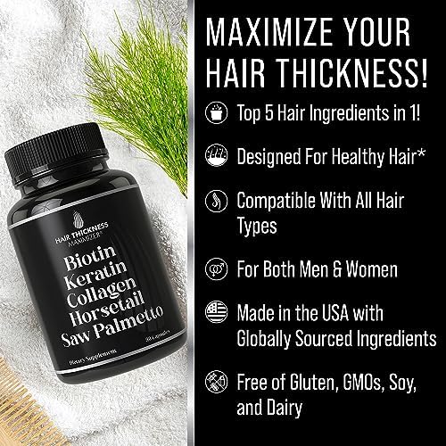 Suplemento Capilar 5 en 1 con Biotina (5000mcg), Queratina, Colágeno, Cola de Caballo y Saw Palmetto - Vitaminas para el Crecimiento del Cabello para - imagen 2