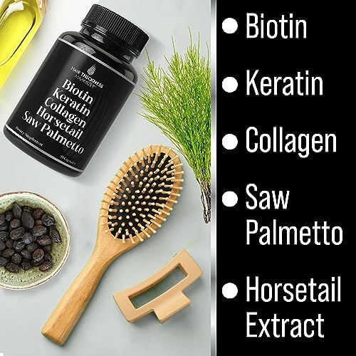 Suplemento Capilar 5 en 1 con Biotina (5000mcg), Queratina, Colágeno, Cola de Caballo y Saw Palmetto - Vitaminas para el Crecimiento del Cabello para - imagen 4