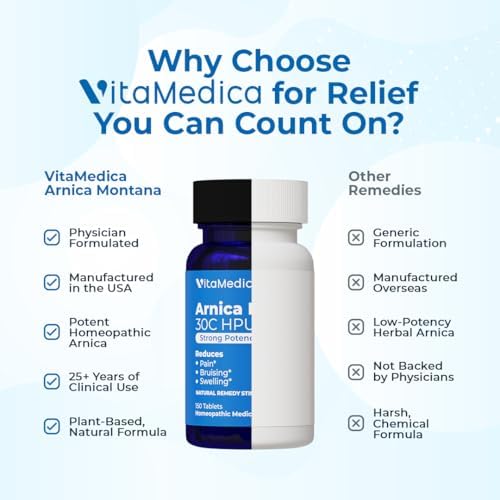 Tabletas de Arnica Montana 30C VitaMedica para Alivio Natural de Dolor, Moretones y Hinchazón - Medicina Homeopática para Recuperación de Lesiones y - imagen 7