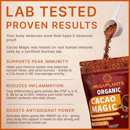 MegaPlants Cacao Magic | Mezcla de 5 Hongos Superfood | Melena de León, Reishi, Chaga, Cordyceps, Cola de Pavo | Alternativa para Smoothies, - imagen 4