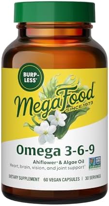 MegaFood Omega 3 6 9 Vegano - Suplemento Sin Eructos - 600 mg Omega 3 de Origen Vegetal y 150 mg DHA por Porción - Soporte para Corazón, Cerebro, - imagen 1