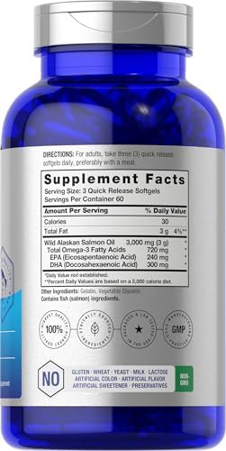 Aceite de Pescado de Salmón Salvaje de Horbäach 3000mg | 180 Cápsulas Blandas | Omega-3 EPA y DHA de Alta Potencia | Sin OGM y Sin Gluten - imagen 2