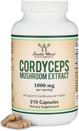 Cápsulas de Cordyceps (Extracto de Hongo Cordyceps Sinensis) 210 Contenidos, Suministro de 3.5 Meses, 1,000MG (7% Polisacáridos) Apoyo General y - imagen 1