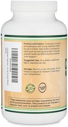Cápsulas de Cordyceps (Extracto de Hongo Cordyceps Sinensis) 210 Contenidos, Suministro de 3.5 Meses, 1,000MG (7% Polisacáridos) Apoyo General y - imagen 4