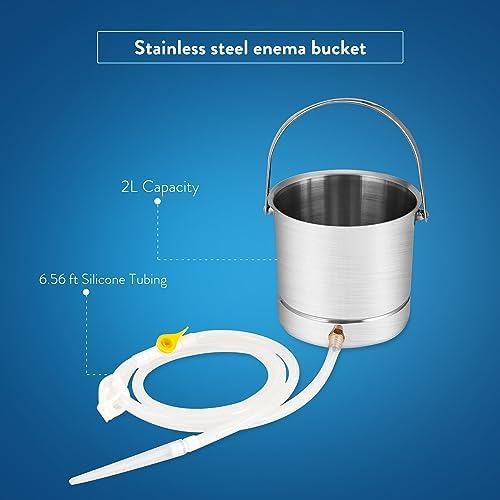 Kit de Enema de Café Smokitcen con Cubeta de Acero Inoxidable de 1.8 Cuartos para Limpieza y Desintoxicación - imagen 2