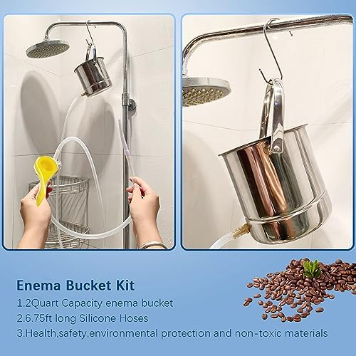 Kit de Enema de Café Smokitcen con Cubeta de Acero Inoxidable de 1.8 Cuartos para Limpieza y Desintoxicación - imagen 5