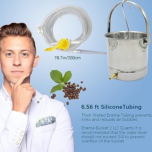 Kit de Enema de Café Smokitcen con Cubeta de Acero Inoxidable de 1.8 Cuartos para Limpieza y Desintoxicación - imagen 6
