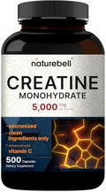 NatureBell Cápsulas de Creatina Monohidratada 5,000mg por Porción, 500 Contenido | Creatina Micronizada, Sin Sabor | Apoyo Pre-Entrenamiento y Fuerza - imagen 1