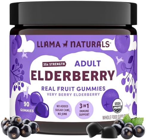 Gomitas de Saúco Llama Naturals para Adultos, Veganas y Orgánicas, Suplemento Inmunológico con Vitamina C y Zinc, 90 Unidades - imagen 1