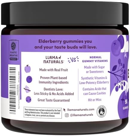 Gomitas de Saúco Llama Naturals para Adultos, Veganas y Orgánicas, Suplemento Inmunológico con Vitamina C y Zinc, 90 Unidades - imagen 4
