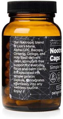 Cápsulas Nootrópicas Santa Cruz Paleo – Melena de León, Alpha GPC, Ginseng Panax y Ginkgo Biloba para Enfoque, Memoria y Energía – Suplemento - imagen 8
