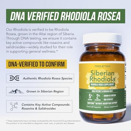 Max Strength Siberian Rhodiola®: Rhodiola Rosea 5% Rosavinas, 2% Salidrosido y BioPerine® para Mejorar la Absorción – Apoya el Estrés, Energía y - imagen 6