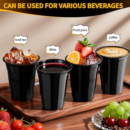 Paquete de 120 Vasos Negros de 16 oz, Vasos de Plástico Desechables Resistentes para Fiestas, Bebidas Frías, BBQ, Celebraciones y Eventos - imagen 4