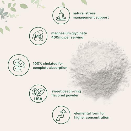 Polvo de Magnesio, 12oz (56 Porciones) | Magnesio Glicinato en Polvo | Sabor Durazno Dulce | Apoyo para Sueño, Músculos, Corazón y Nervios | Fácil - imagen 3