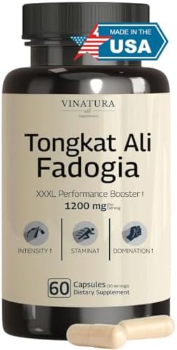 Tongkat Ali Fadogia Agrestis 1200mg - Suplemento con Aumentador de Óxido Nítrico, Longjack para Hombres, Hecho y Probado en EE. UU., 60 Cápsulas - imagen 1