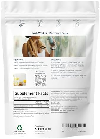 Polvo de Citrato de Potasio de Origen US, 1 KG (35 Onzas) | Suplemento de Electrolitos Esencial para Hidratación | Apto para Veganos - imagen 2