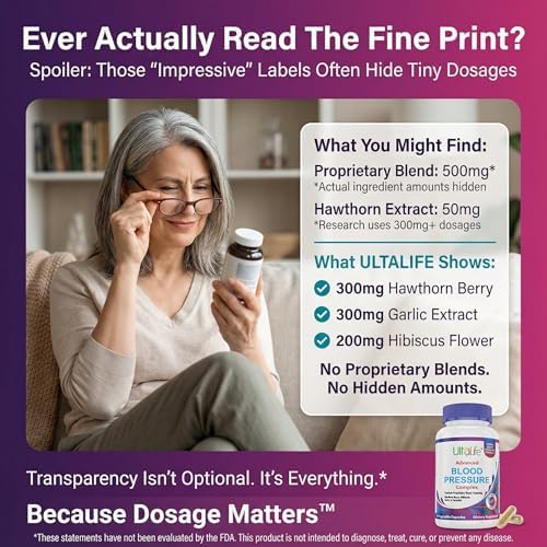 Suplementos ULTALIFE para la Presión Arterial - Complejo Avanzado con Baya de Espino, Hibisco, Ajo y Forskolina - 14 Vitaminas y Hierbas, 30 Cápsulas - imagen 2