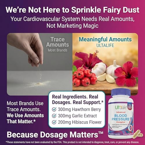 Suplementos ULTALIFE para la Presión Arterial - Complejo Avanzado con Baya de Espino, Hibisco, Ajo y Forskolina - 14 Vitaminas y Hierbas, 30 Cápsulas - imagen 3