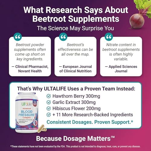 Suplementos ULTALIFE para la Presión Arterial - Complejo Avanzado con Baya de Espino, Hibisco, Ajo y Forskolina - 14 Vitaminas y Hierbas, 30 Cápsulas - imagen 8