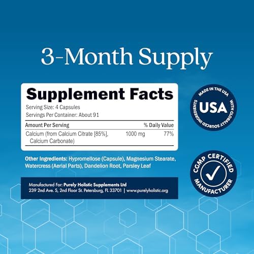 Citrato de Calcio 1000mg | Soporte Saludable para Huesos y Dientes | Alta Absorción | Suave para la Digestión | Vegano y No OGM | 3 Meses de - imagen 6