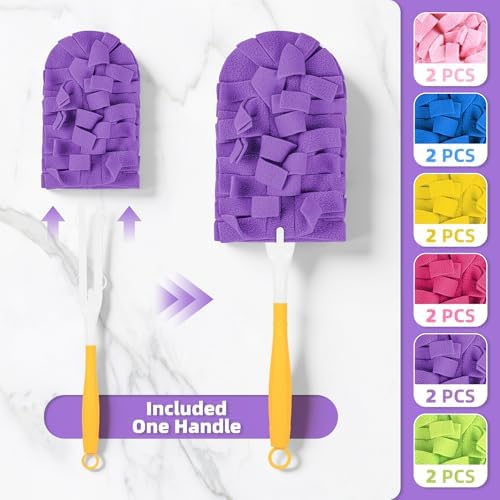 Nicemiya 12 Piezas de Repuestos de Plumeros de Fleece Reutilizables para Swiffer, Almohadillas Lavables y Resistentes, 360 Grados para Ventiladores, - imagen 2