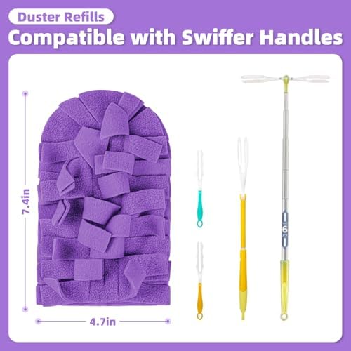 Nicemiya 12 Piezas de Repuestos de Plumeros de Fleece Reutilizables para Swiffer, Almohadillas Lavables y Resistentes, 360 Grados para Ventiladores, - imagen 3