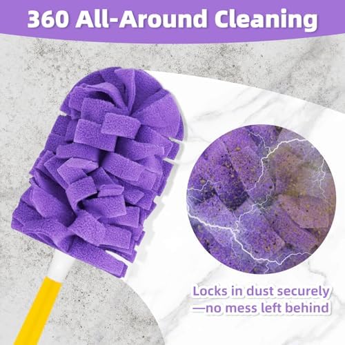 Nicemiya 12 Piezas de Repuestos de Plumeros de Fleece Reutilizables para Swiffer, Almohadillas Lavables y Resistentes, 360 Grados para Ventiladores, - imagen 4