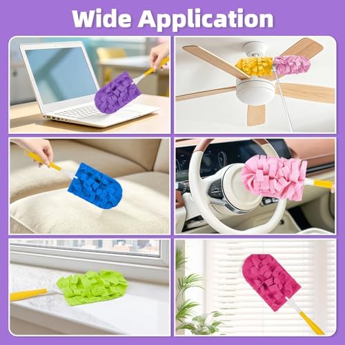 Nicemiya 12 Piezas de Repuestos de Plumeros de Fleece Reutilizables para Swiffer, Almohadillas Lavables y Resistentes, 360 Grados para Ventiladores, - imagen 6