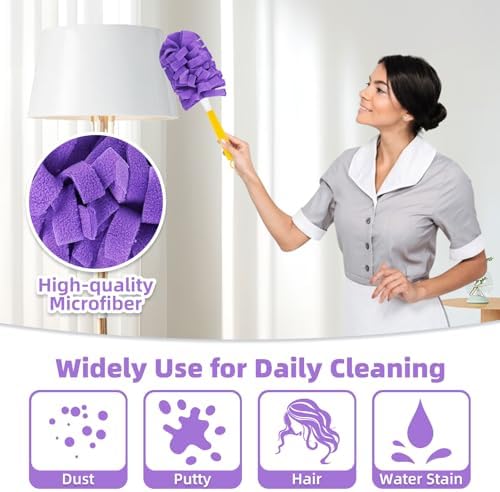 Nicemiya 12 Piezas de Repuestos de Plumeros de Fleece Reutilizables para Swiffer, Almohadillas Lavables y Resistentes, 360 Grados para Ventiladores, - imagen 7